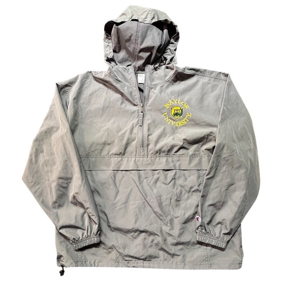 Champion Baylor University Gray Packable Windbreaker‎ Jacket Size L
